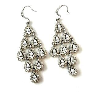 Nadri Silver and Cubic Zirconia CZ Chandelier Drop Earrings